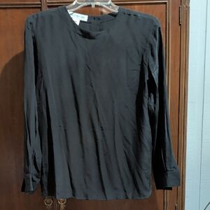 Jones New York Black Long Sleeve Crewneck Shirt